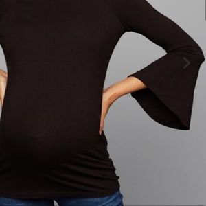 Black Mock Turtleneck Nursing Top w Zipper Opening